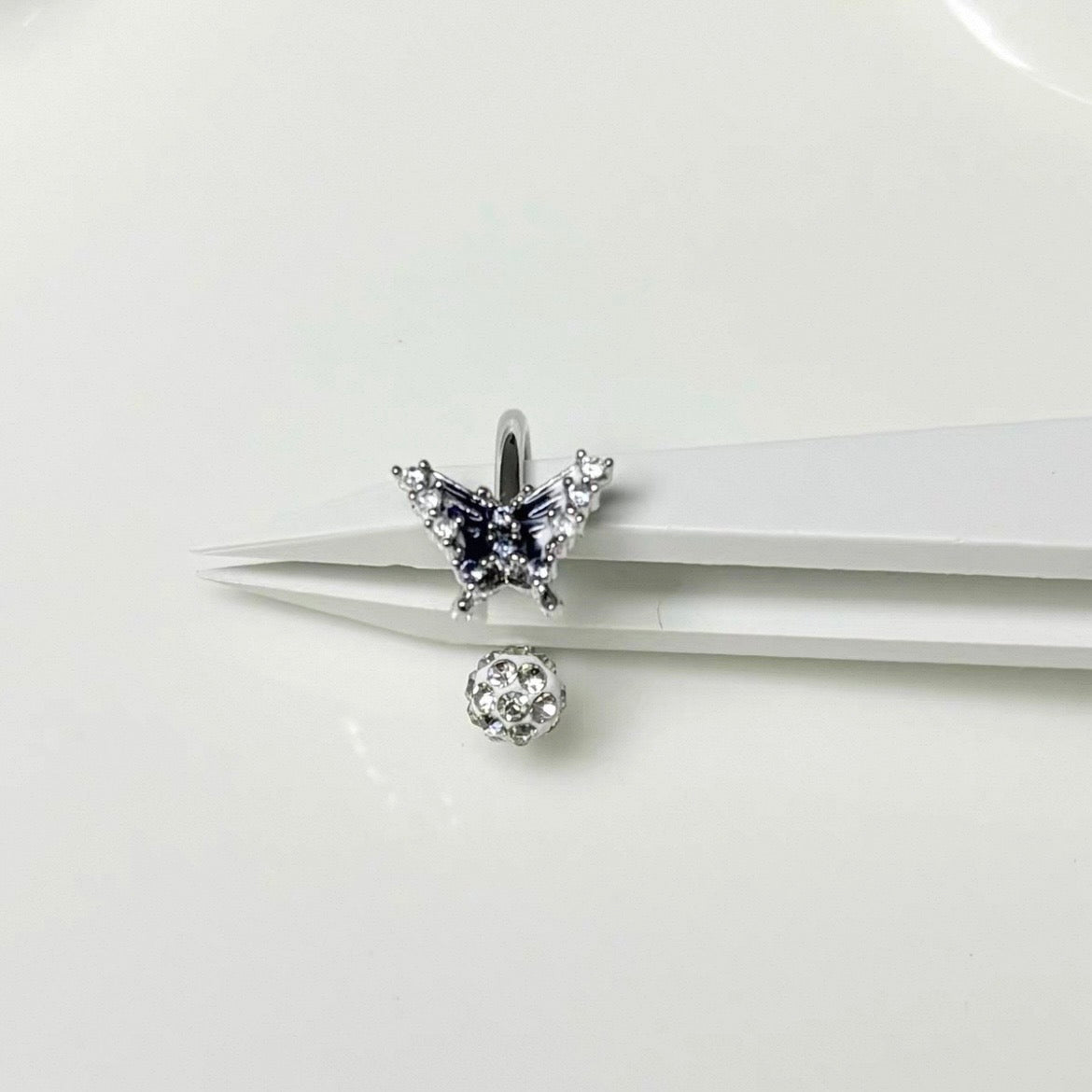 Blue Gradient Butterfly Lip Ring