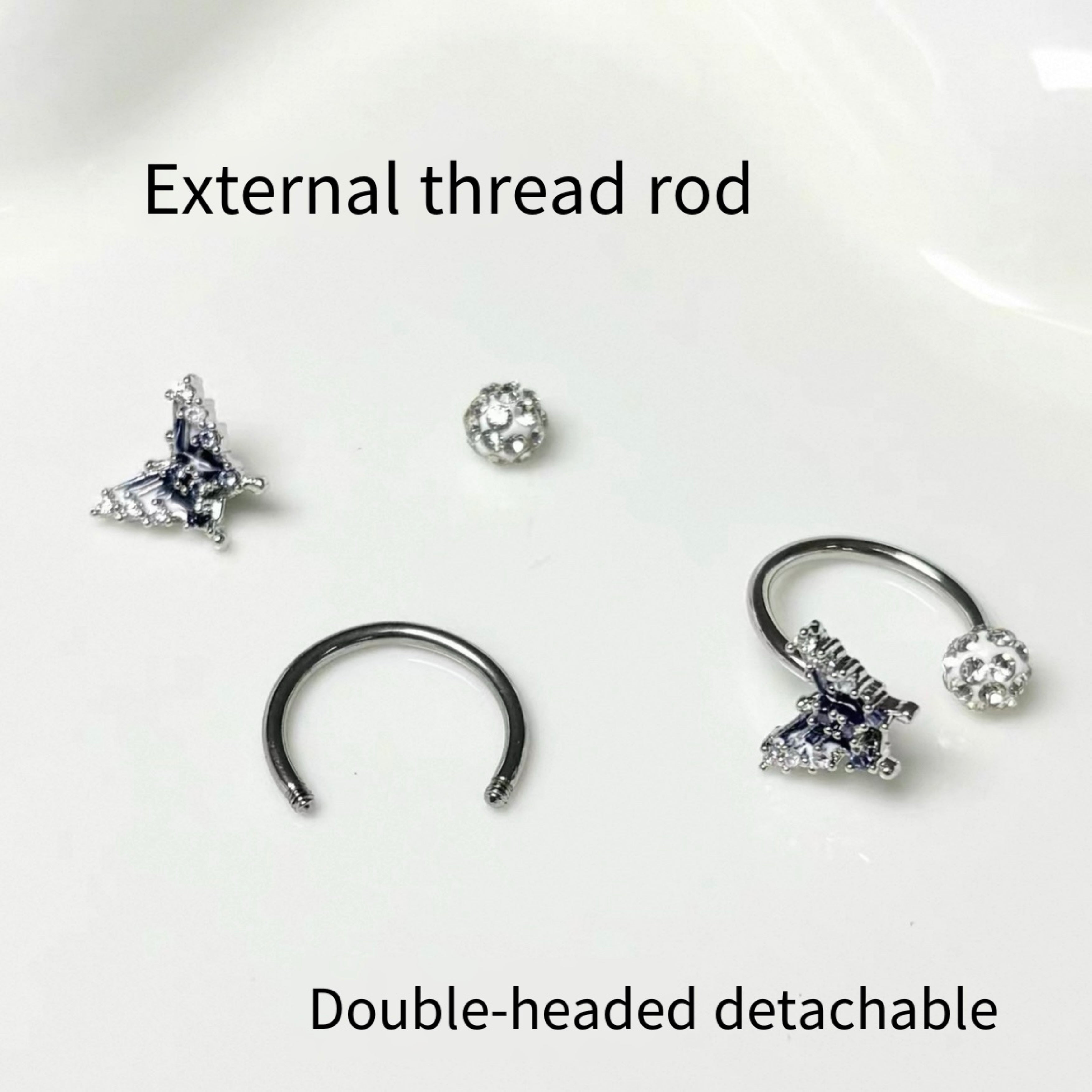 Blue Gradient Butterfly Lip Ring