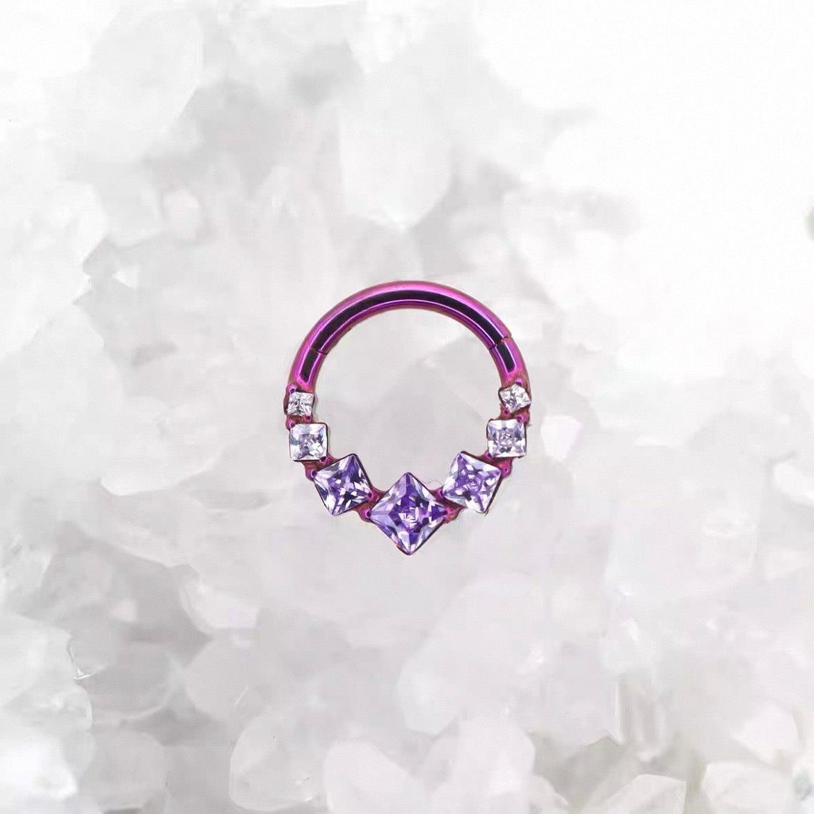 Square Zirconia Colored Snap-On Nasal Septum Ring