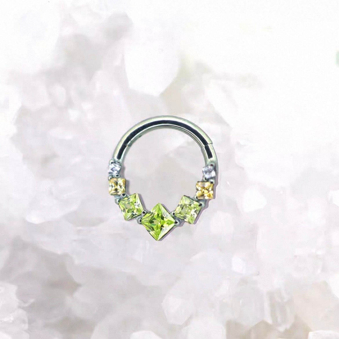 Square Zirconia Colored Snap-On Nasal Septum Ring
