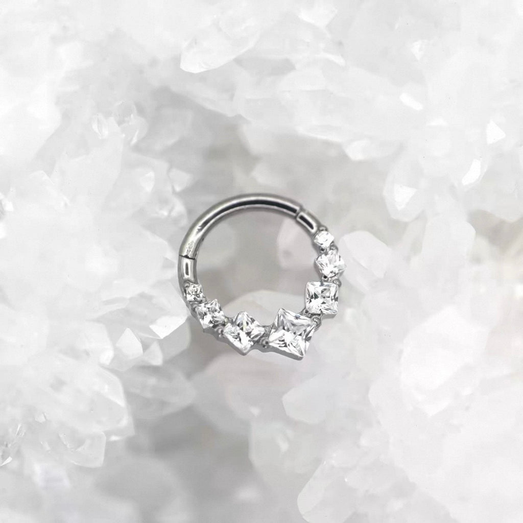 Square Zirconia Colored Snap-On Nasal Septum Ring