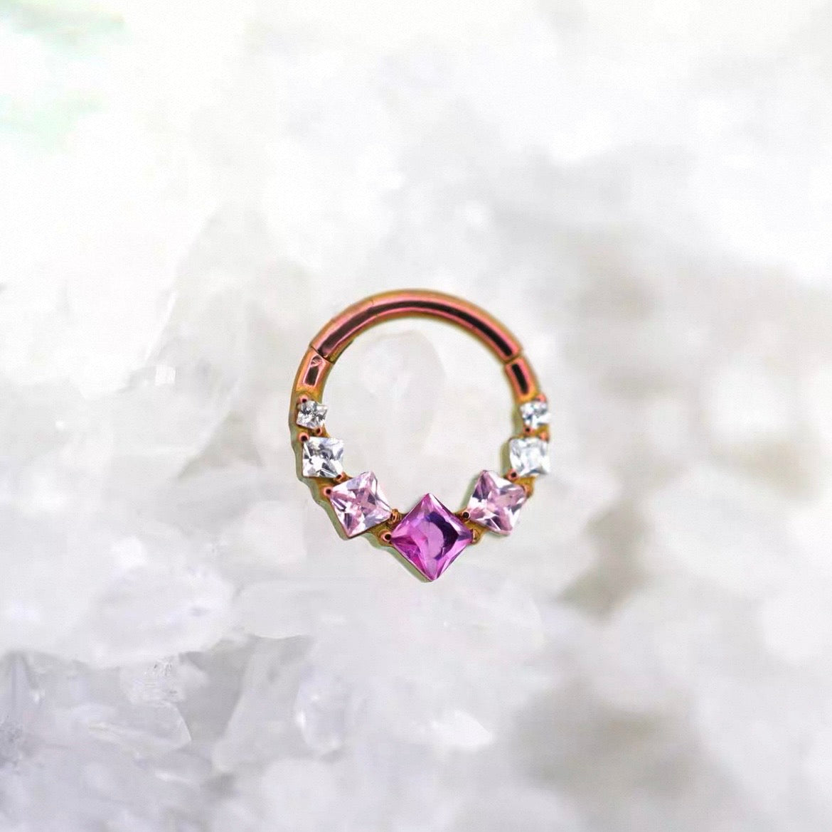 Square Zirconia Colored Snap-On Nasal Septum Ring