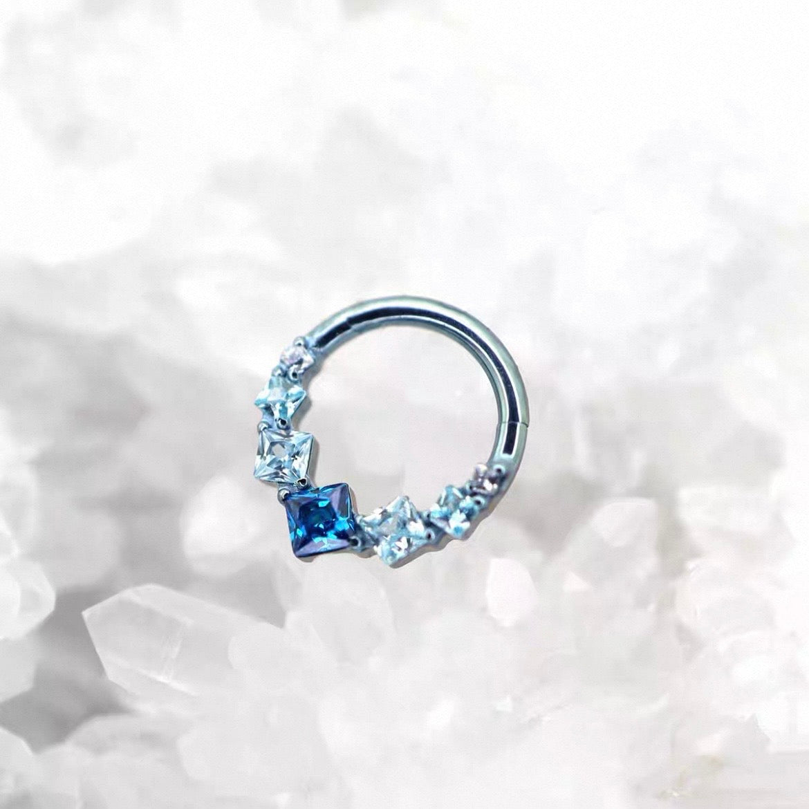 Square Zirconia Colored Snap-On Nasal Septum Ring