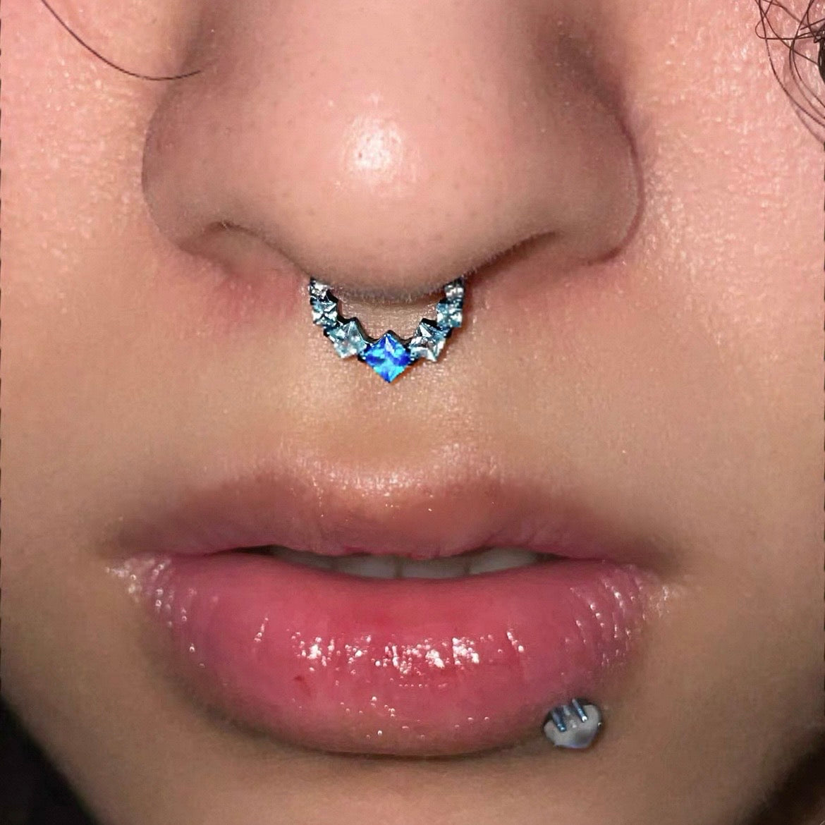 Square Zirconia Colored Snap-On Nasal Septum Ring