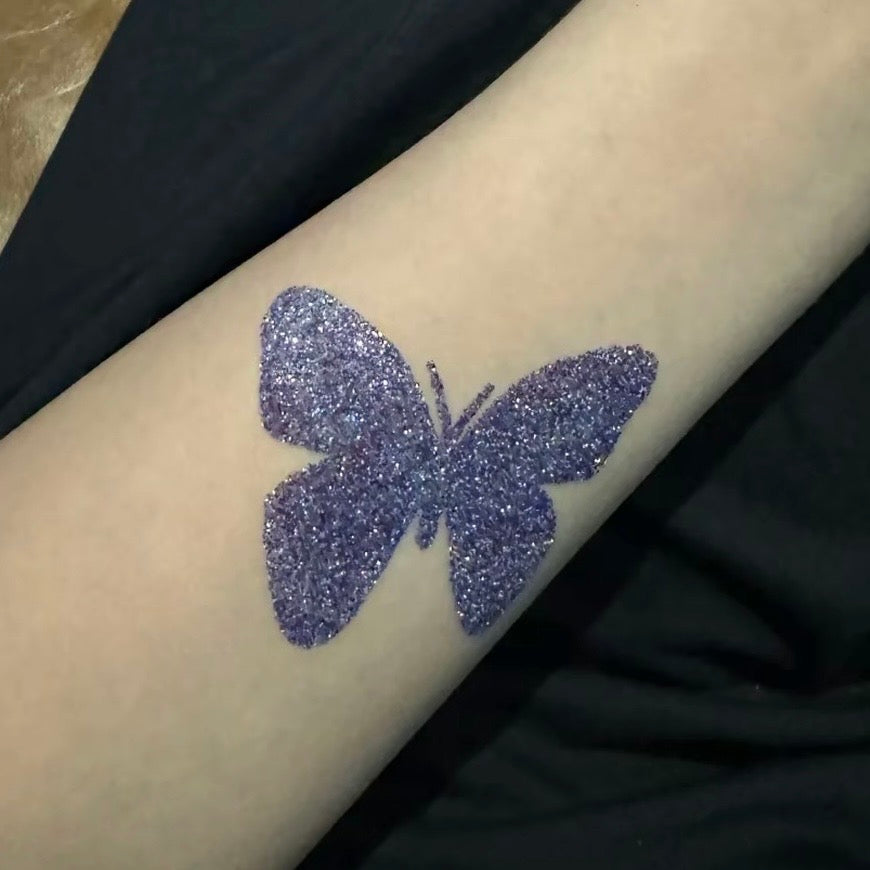 Purple Butterfly Glitter Tattoo Sticker