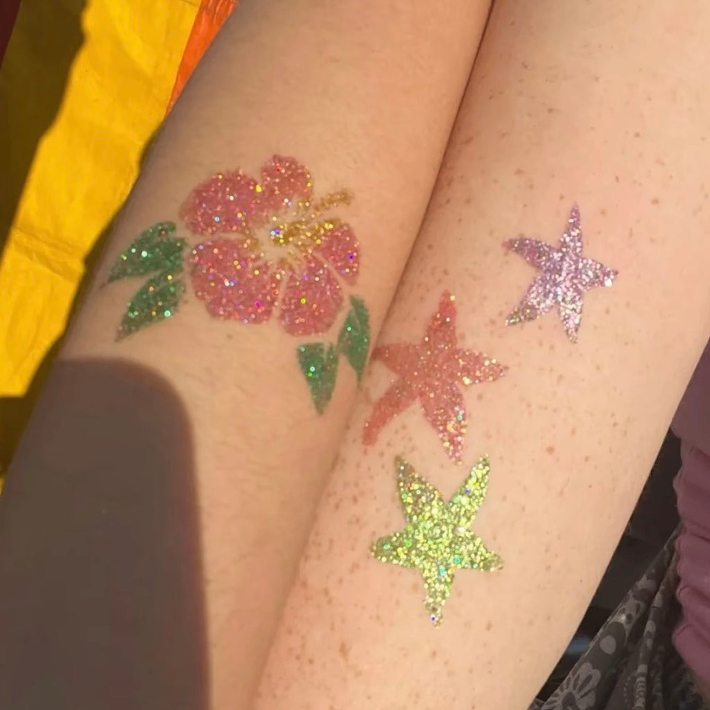 Floral Star Glitter Tattoo Stickers