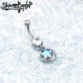 Five-Pointed Star and Moon Belly Stud