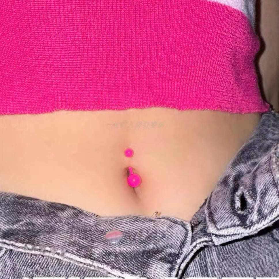 Soft Pink Neon Navel Stud